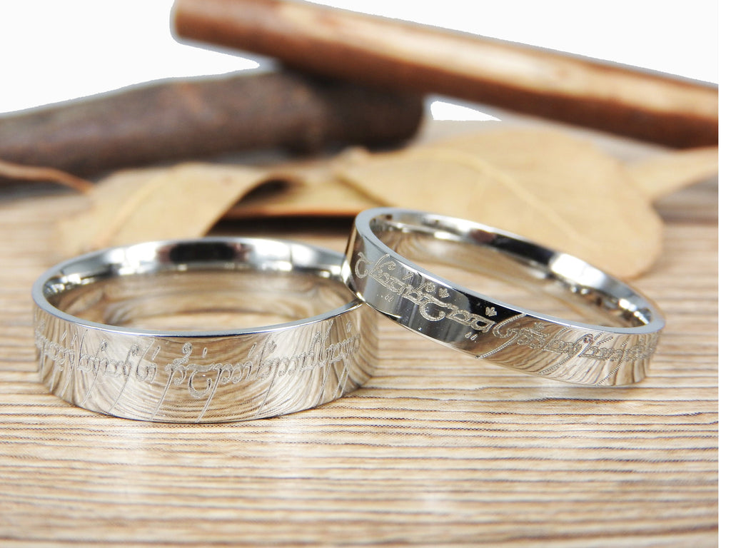 LOTR Themed Platinum Couple Rings