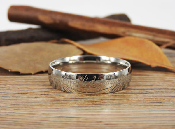Handmade Your Drawings Ring Unique Wedding Bands Gold Titanium
