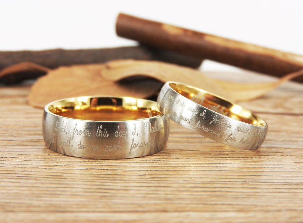 Handmade Your Marriage Vow & Signature Rings Wedding Rings, Two Tones