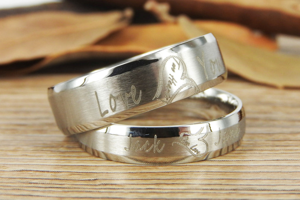 Couple's Matching Heart Ring, REAL Love His or Hers Wedding Band Promise  Ring