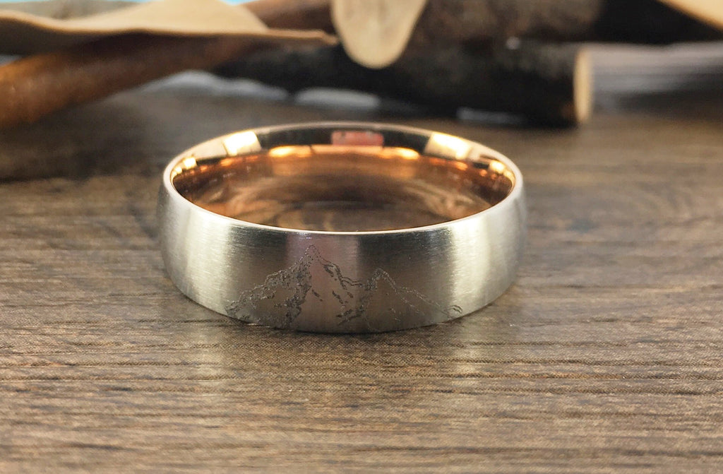 Handmade Your Drawings Ring Unique Wedding Band Two Tone Silver